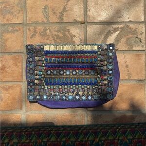 Matthew Williamson Blue and Purple Embroidered Clutch